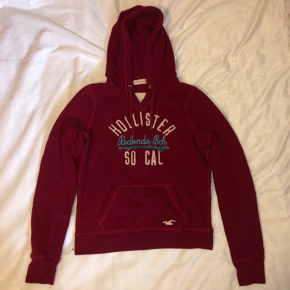 Red Hollister girls long sleeve hoodie